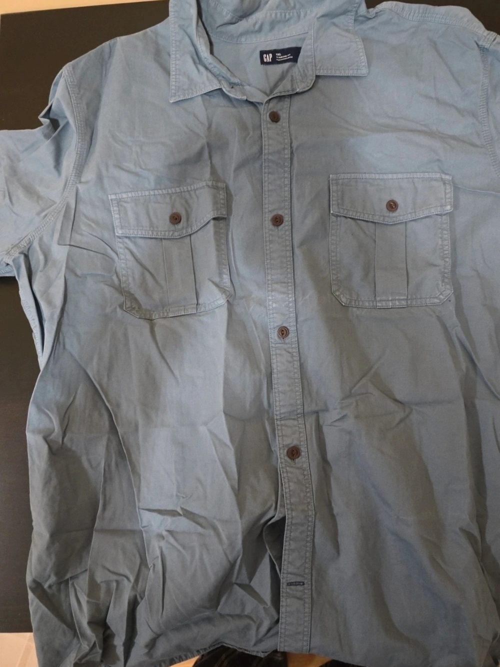Gap Men's XXL Slate Blue Grey 100% Cotton Utility Button Down Shirt